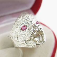 แหวนหนุมาน พลอยสีแดง พลอยทับทิม แหวนเงินแท้ 925 แหวนทับทิมผู้ชาย แหวนผู้ชาย