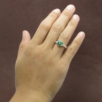 แหวนพลอยมรกต ประดับเพชร แหวนเงินแท้925 #4