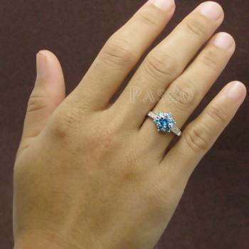 แหวนพลอยสีฟ้า บลูโทพาซ ประดับเพชร #3