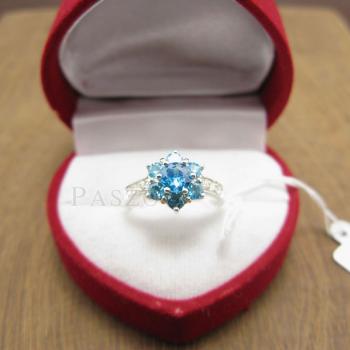 แหวนพลอยสีฟ้า บลูโทพาซ ประดับเพชร #5