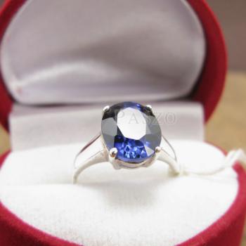 แหวนพลอยไพลิน พลอยสีน้ำเงิน เม็ดเดี่ยว #4