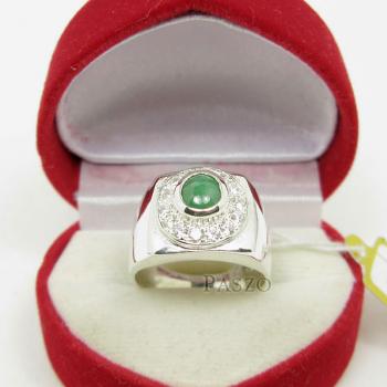 แหวนหยกผู้ชาย ล้อมเพชร แหวนหยกสีเขียว #2