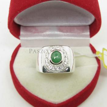 แหวนหยกผู้ชาย ล้อมเพชร แหวนหยกสีเขียว #4