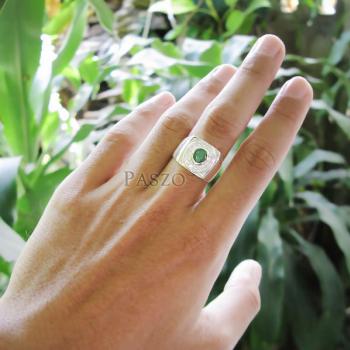 แหวนหยกผู้ชาย ล้อมเพชร แหวนหยกสีเขียว #6