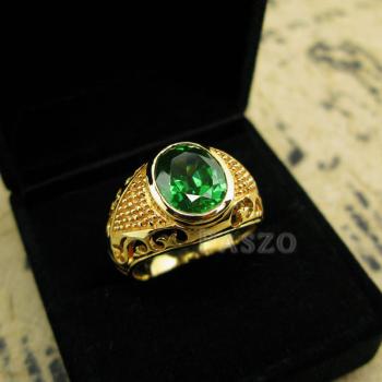 แหวนผู้ชาย ฝังพลอยมรกต พลอยสีเขียว #2